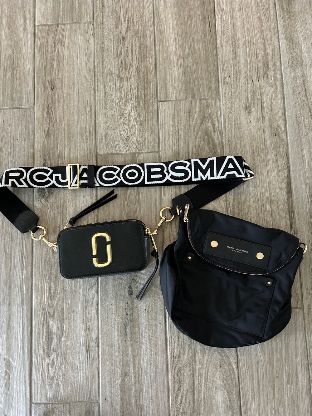 Marc Jacobs Black Nylon Two-Piece Crossbody Set with Branded Strap